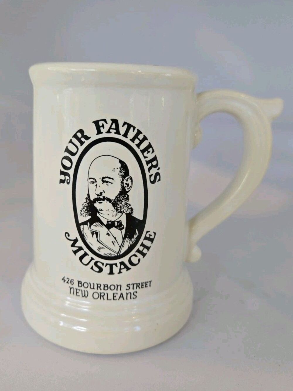 Your Father's Mustache McCoy USA Ceramic Shaving Mug Bourbon Street New Orleans